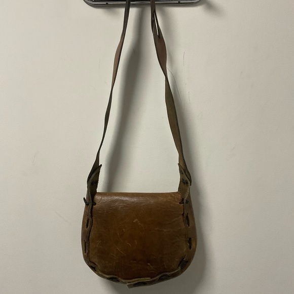 Gorgeously Real Earthy Handmade Thick Leather Weave Strap With Stamp Decor Bag! - Picture 8 of 16